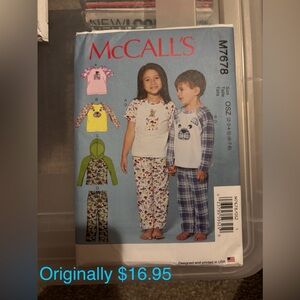 McCall's Kids Pajama Set Sewing Pattern